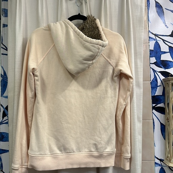 Roxy Light Peach Faux Fur Lined Hood Zip Hoodie Sweatshirt Junior Womens Medium - Picture 8 of 11
